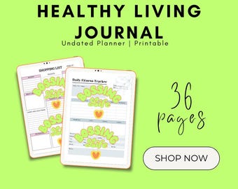 Minimalist Healthy Living Planner | Wellness & Habit Tracker (Digital PDF)
