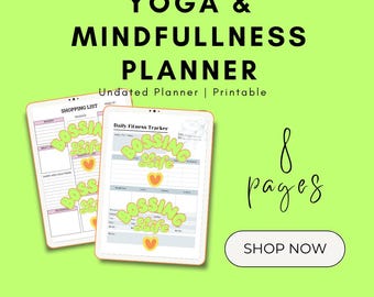 Yoga & Mindfulness Planner Printable | Digital Wellness Journal PDF | Minimalist Self-Care Tracker | Instant Download