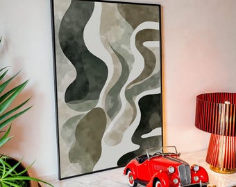 Neutral Abstract Watercolor Shapes Print: Minimalist Earth Tones Art (Digital Download)