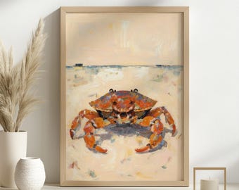 Vibrant Crab Art, Coastal Wildlife Digital Painting, Beach Crab Illustration, Nature Inspired Wall Art, Colorful Animal Artwork, Ocean Decor