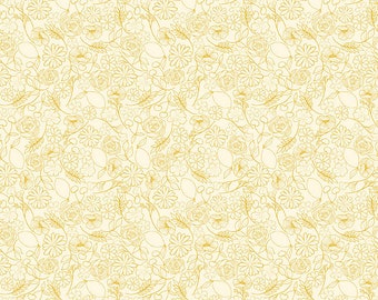 Riley Blake Designs Reflections Floral Jubilee Parchment (sold by the half yard) | Tone on Tone Floral Fabric | Cream Fabric | Elegant