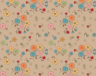 Three Yards Lori Holt Autumn Floral Tea Dye Wide Back Fabric | Wide Back for Fall Quilt | 108 in Wide |  Fall Flowers | Harvest | WB14673