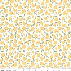 Riley Blake Designs Daybreak Lemons Cream Cotton Fabric (sold by the 1/2 Yard) | Lemon Quilting Fabric | Kitchen Lemon Fabric | Lemons