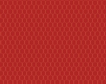 Lil' Farm Friends Chicken Wire Red Cotton Fabric by Riley Blake Designs (sold by the 1/2 Yard) | Chickens | Farm | C17945