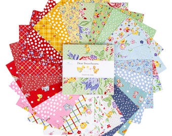 Riley Blake Designs Dear Sweethearts 5" Stacker | American Jane | Baby Girl Charm Pack | 5-18090-42 | New Baby Quilt | Little Girl Fabric