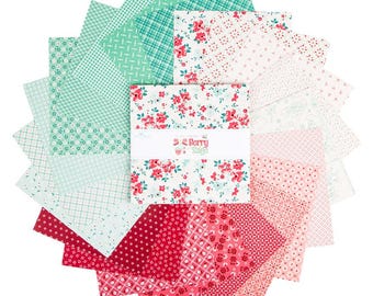 Riley Blake Berry & Sage 10" Stacker | Lori Holt Layer Cake | Floral Fabric | Baby Girl Precuts