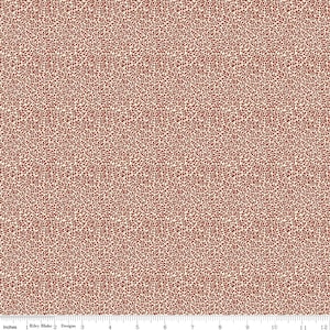 May include: A white fabric with a repeating pattern of small red flowers. The fabric is 12 inches wide.