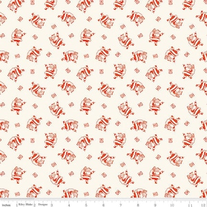 Holiday Cheer Ho Ho Santas Cream Cotton Fabric (sold by the 1/2 Yard) | Stocking Fabric | Christmas Fabric | My Mind&#39;s Eye | Santa Claus