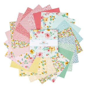 Riley Blake Design Spring Gardens 10" Stacker by My Mind's Eye | Bright Pastel Layer Cake | Floral Baby Girl Layer Cake | Spring Little Girl