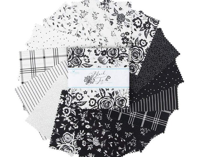 Black and White Charm Pack | Riley Blake Designs Black Tie 5" Stacker ...