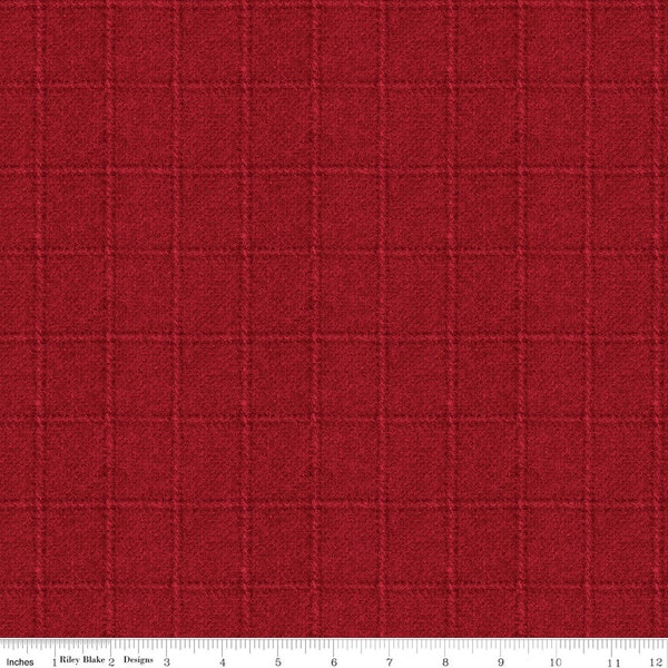 SALE Riley Blake Design Woolen Flannel Plaid Red Fabric (sold by the 1/2 Yard) | F10640 | Christmas Flannel | Rag Quilt Flannel | Barn Red