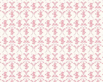 Sweet Pink Flowers & Bows Cream (sold by the Half Yard) | Pink and White Fabric | Baby Girl | Pink Bows | C17412 | Riley Blake Designs