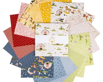 Riley Blake Lil' Farm Friends 10" Stacker | Farm Layer Cake | Baby Fabric | Barn | Pig | Duck | Sheep | Horse | Cow | Puppy | Animals | Goat