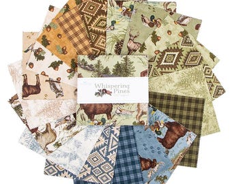 Riley Blake Ride Whispering Pine 5" Stacker | Western Charm Pack | Masculine Charm Pack | Outdoors | Precut Western Fabric | Hunting | Deer