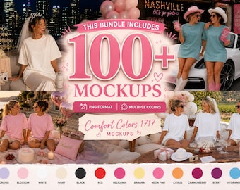 Bachelorette Mockup Bundle Comfort Colors 1717| Bride Squad Shirt Mockups | Bridal Party Mockups | Girls Trip PNG Bundle 100+ Mockups