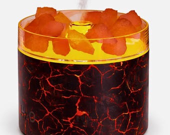 Himalayan Salt Crystal Diffuser – Wood Grain Aroma Humidifier, Night Light