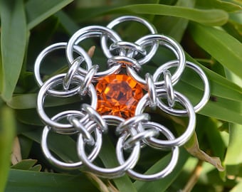 Zelfstudie Blazing Star Flower Chainmaille Crystal Capture