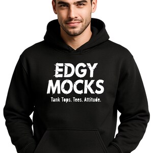Black Gildan 18500 Hoodie Mockup | Male Model Sweatshirt | Digital Download | Transparent Background | 3000x4500px 300dpi