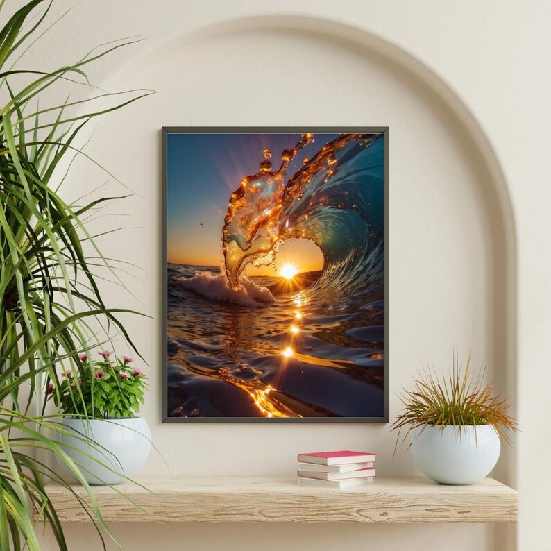 Heart-shaped Wave Sunset Digital Print – Ocean Energy Wall Art - Etsy
