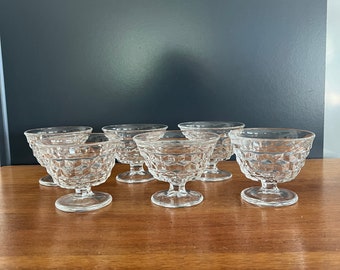 Fostoria American Sundae Cups / Vintage Ice Cream Cups / Cube Style Small Footed Cups / Set of 6 / Unique Wedding Gift / MCM Ice Cream Dish