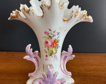 Antique Paris Porcelain Wedding Vase / 1800s French Ceramic Wedding Gift / French Bridal Vase