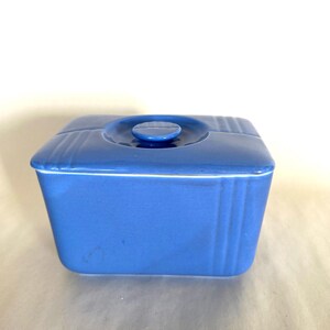 Hall China Blue Lidded Refrigerator Dish Made Exclusively for Westinghouse Vintage 1930's Food Storage Art Deco Farmhouse MCM