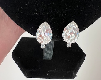 Vintage Givency Crystal Clip-On Earrings / High End Costume Jewelry Clip On Earrings by Givency / Wedding Jewelry Earrings / Stunning!