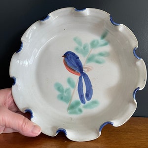 Blue Bird Studio Pottery Bowl by Phil Morgan Signed / Vintage Pottery / North Carolina Pottery Bowl / Unique Gift