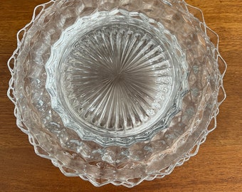 Fostoria American Crystal Salad Plates Set of 4 / MCM Cube Style Dishes / Mid Century Entertaining