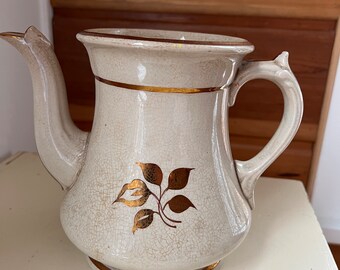 Antique Ironstone Tea Leaf Coffee Pot/Tea Pot / Copper Luster Tea Leaf Coffee Pot / Farmhouse Decor