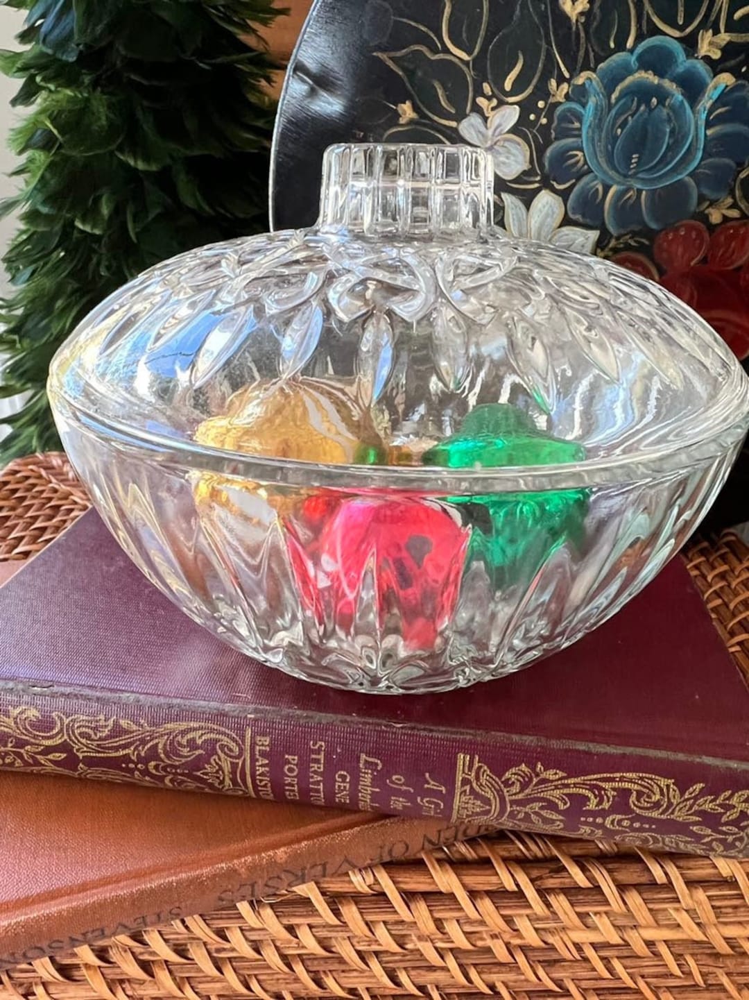 Lovely Clear Glass Candy Dish With Lid Pasari Made in Etsy