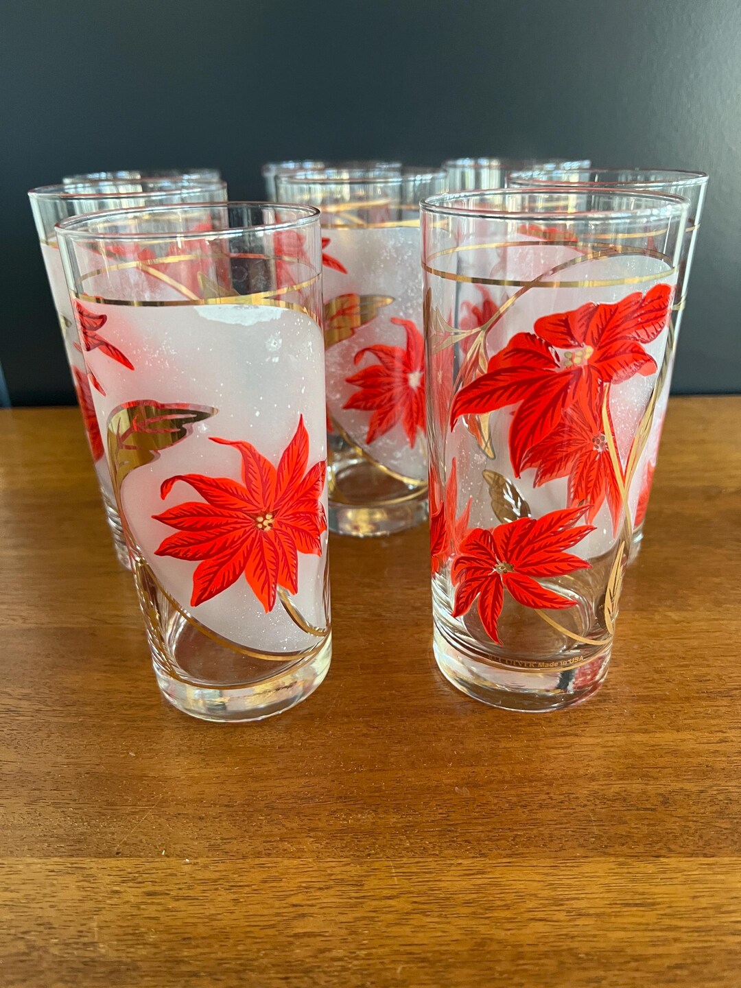 Culver Holiday Drinking Glasses Set of 8 / Christmas Poinsettia Glasses — free download