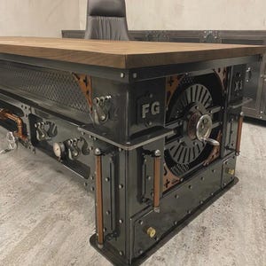 Brooklyn Office Desk – Handmade Industrial Wood & Metal Desk, Loft Style Office Table, Modern Home Workspace Furniture