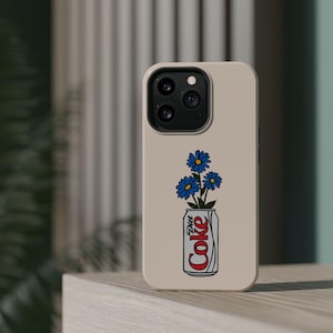 Diet coke Phone Case with Floral Design, Cute Phone Covers, Unique Gifts for Flower Lovers, Phone Accessory, Trendy Cases