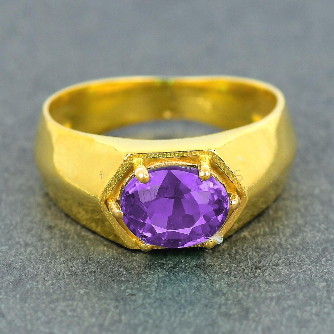 14K Gold Mens Ring, Gemstone Wedding Men Rings, 14K Gold Amethyst Men — free download