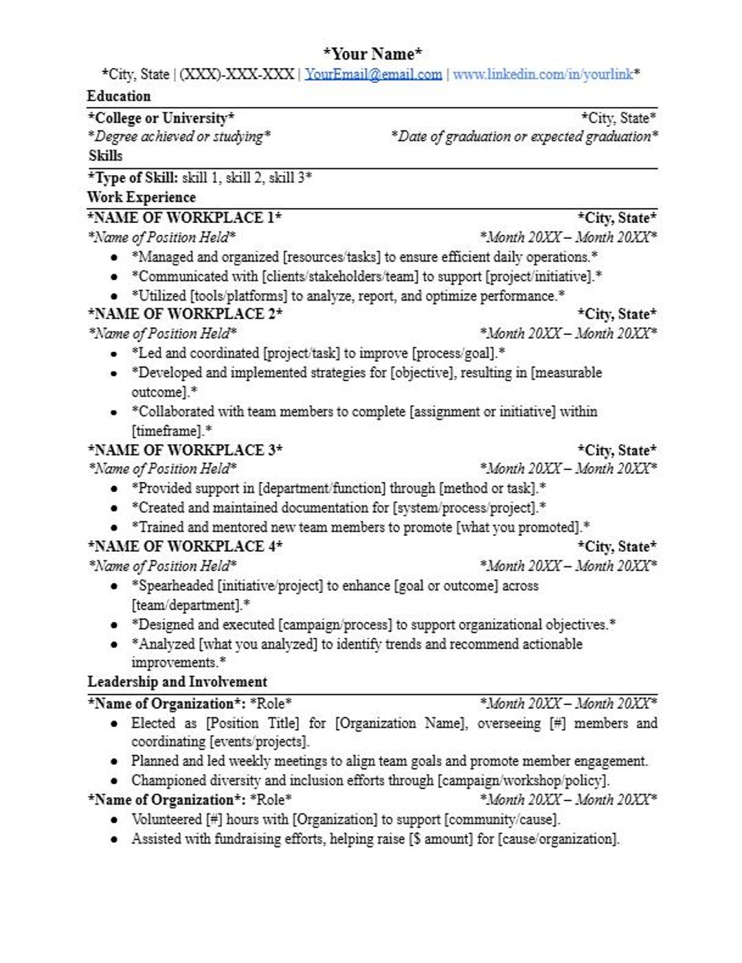 Scannable Resume Template Simple Etsy