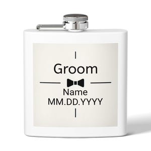 Personalized Groom Flask, Wedding Gift for Groom, Custom Name Flask, 6oz Stainless Steel Flask, Bridal Party Gift, Groomsmen Gift