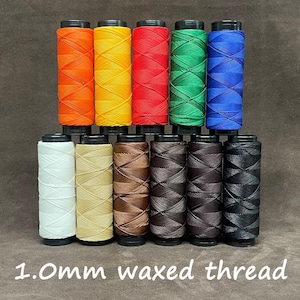 1.0 mm waxed thread for hand sewing - braided and waxed thread for sewing leather and hide - thread for sewing leather - Ct point thread