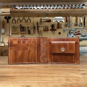 Klassische Herren-Geldbörse aus Leder mit Münzfach und Geldscheinfach – handgefertigt, anpassbar, Made in Italy