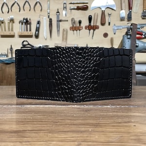 Portafoglio cocco look in pelle con tasca ID, porta monete e porta banconote – Artigianale, personalizzabile, realizzato  mano in Italia
