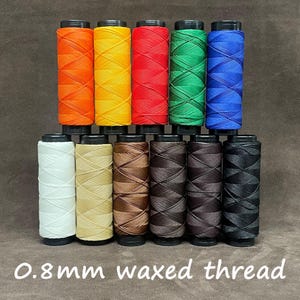 0.8 mm waxed thread for hand sewing - braided and waxed thread for sewing leather and hide - thread for sewing leather - Ct point thread