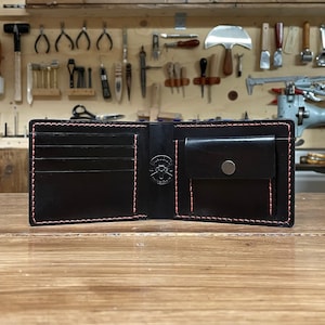 Klassische Herren-Geldbörse aus Leder mit Münzfach und Geldscheinfach – handgefertigt, anpassbar, Made in Italy