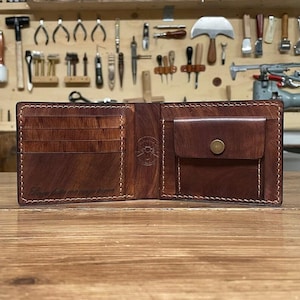 Klassische Herren-Geldbörse aus Leder mit Münzfach und Geldscheinfach – handgefertigt, anpassbar, Made in Italy