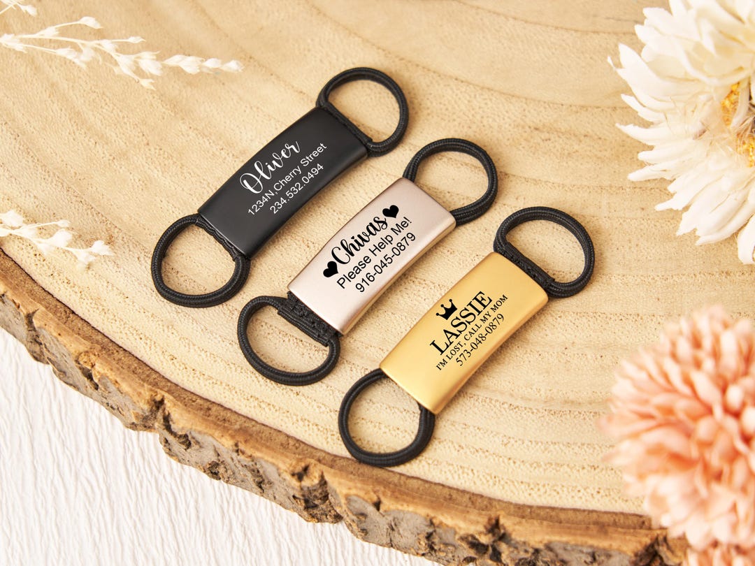 Sliding Tags Custom Slide on Cat Id Tag,cat Name Tag Silent,no Noise Slide Cat ...