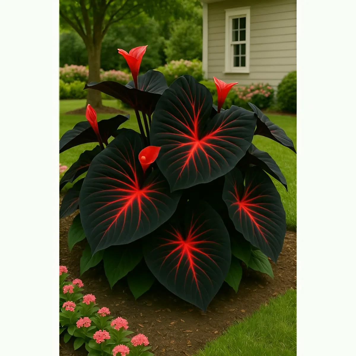 Black Red Hosta Seeds 400 Pcs - Shade-Loving Perennial Plant With Two-Tone Leaves For Garden Borders