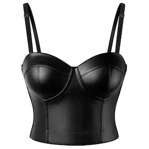 2pcs bra Women Faux Leather Bra Gothic Bralette OEM Logo Faux Suede Leather Bustier Crop Top Women Corset Top Bra
