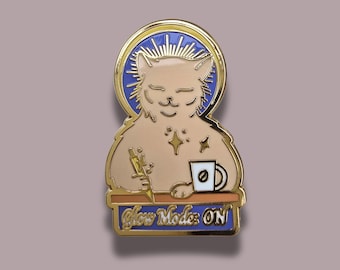 Emaille Katze Pin, Leuchtmodus: AN, Geschenk für Katzenliebhaber, Limitierte Edition
