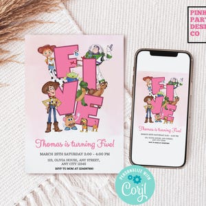 Girl Toy Story Pink Birthday  Invitation Editable Template, Toy Story Pink Invite, Toy Story Birthday invite, Toy Story Invitation, Woody