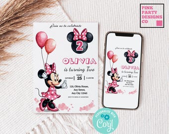 Pink Minnie Mouse Birthday Invitation Template (Digital)