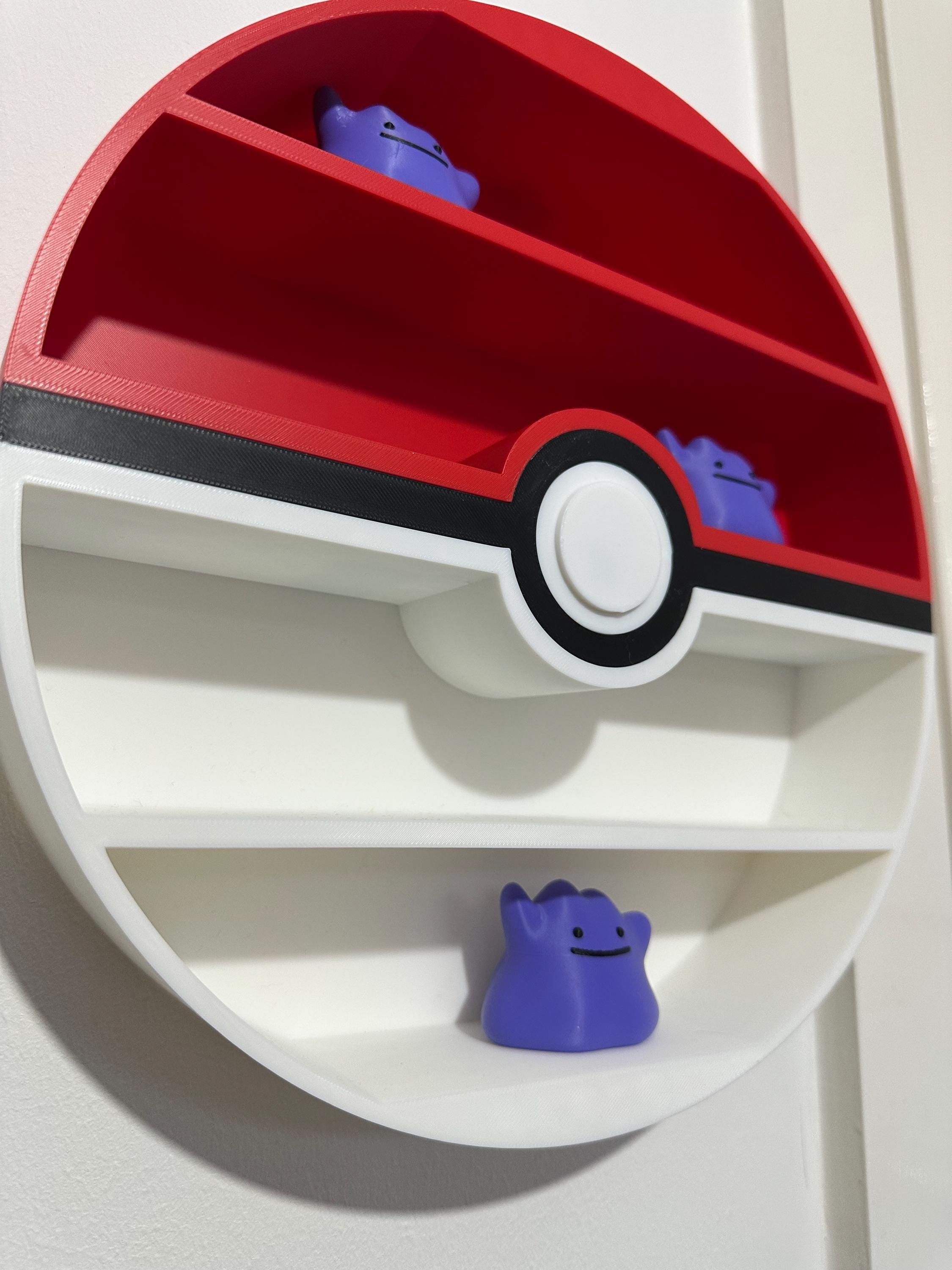 Pokemon-style Display Mini Figure Shelf - Wall Art Collectors Pokeball ...